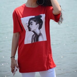 Red long t shirt, Small